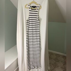 French Connection Black and White Striped Maxi Dress